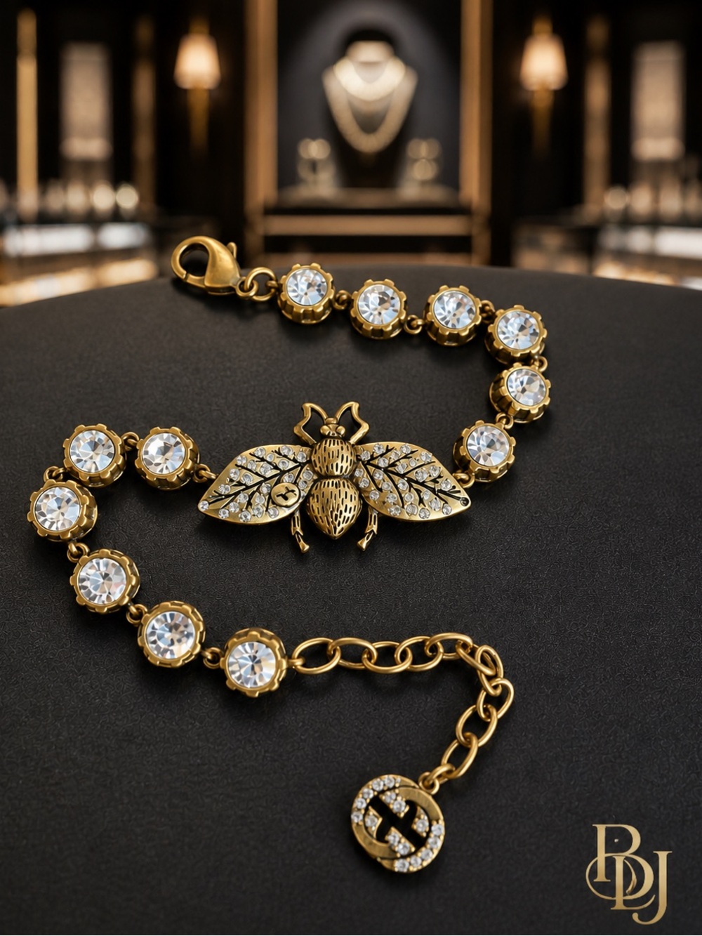 Gold Crystal Bee Bracelet – Designer-Inspired Women’s Jewelry